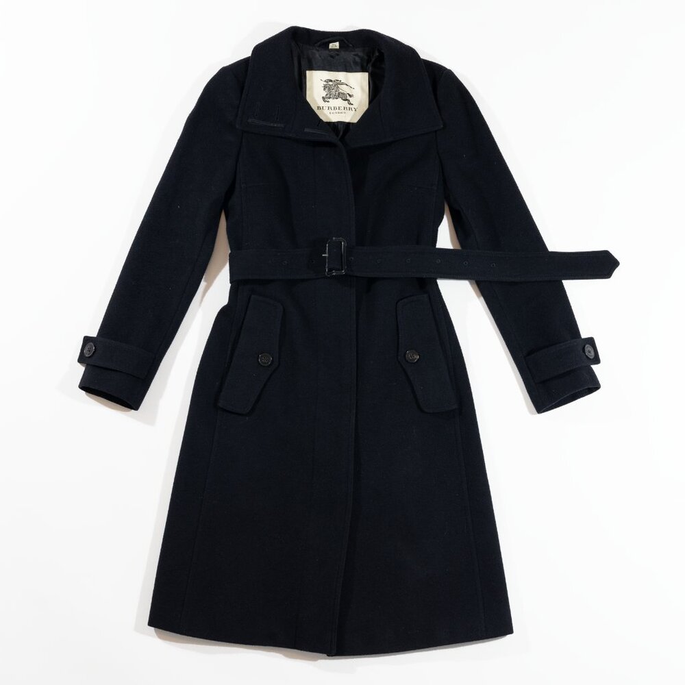 Burberry black wool trench coat